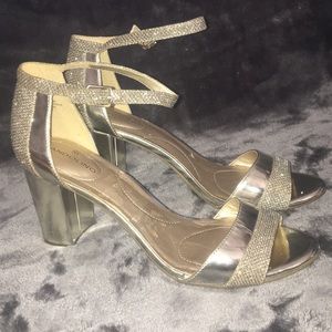 Gold sequin heels